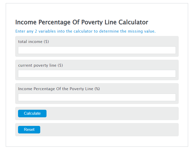 income percentage of poverty line calculator