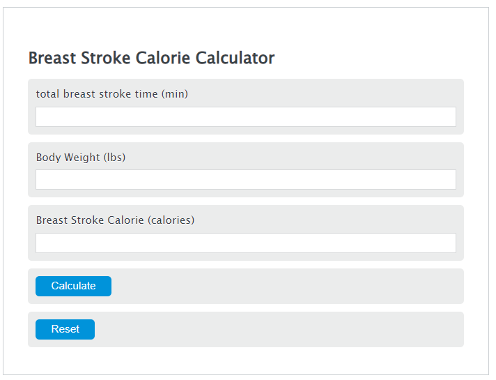 breast stroke calories calculator