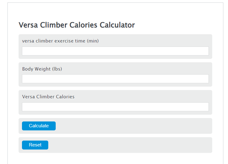 versa climber calories calculator