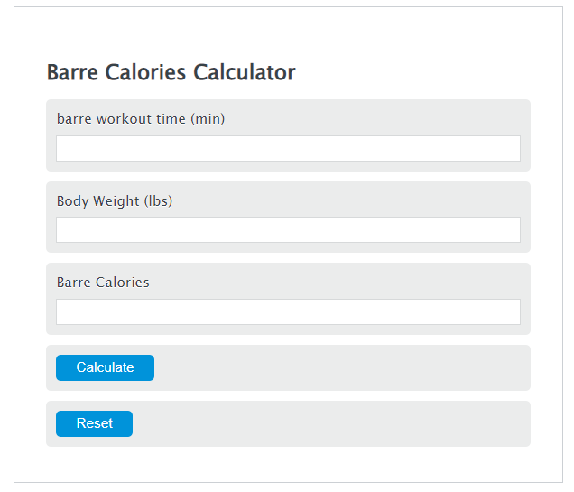 barre calories calculator