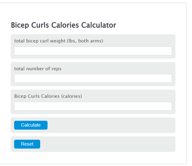 bicep curls calories calculator