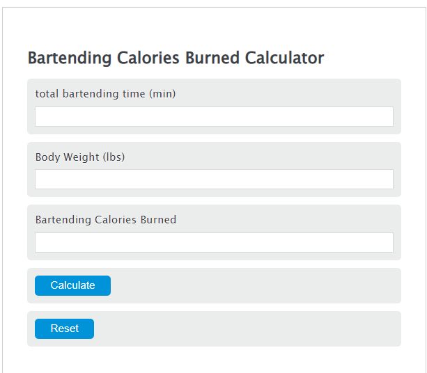 bartending calories calculator