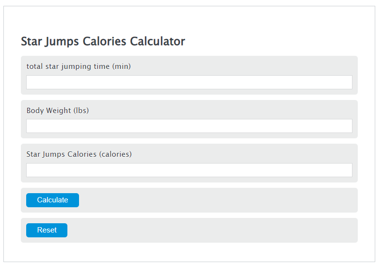 star jumps calories calculator