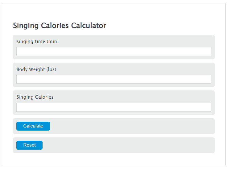 singing calories calculator