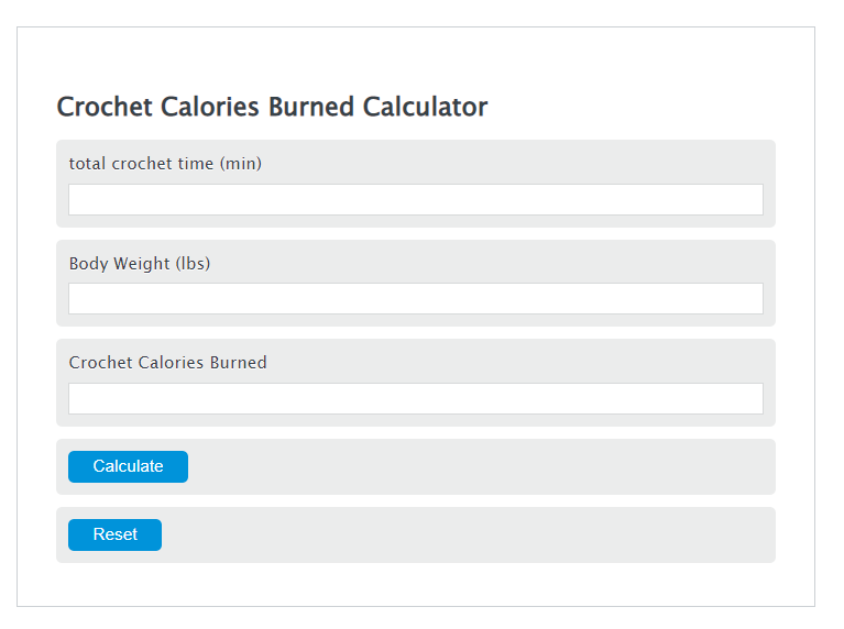 crochet calories calculator