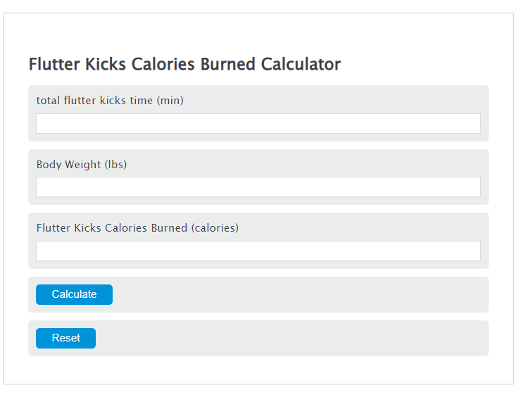 flutter kicks calories calculator