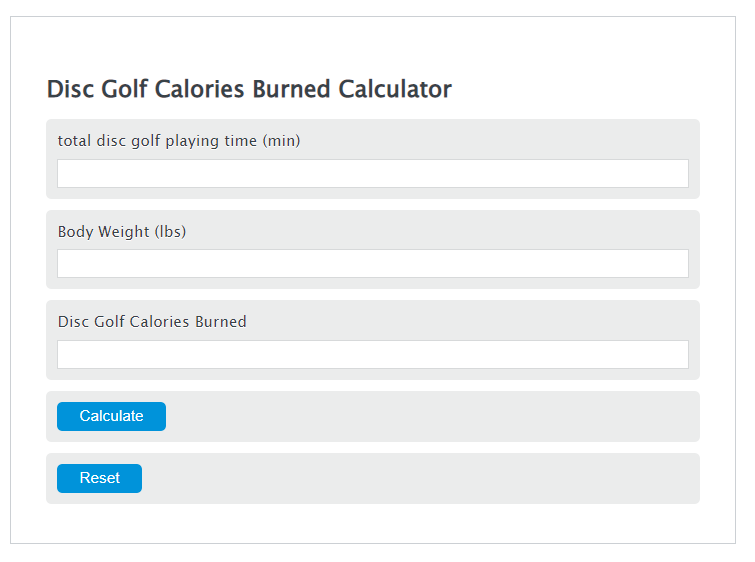 disc golf calories burned calculator