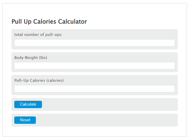 pull up calories calculator