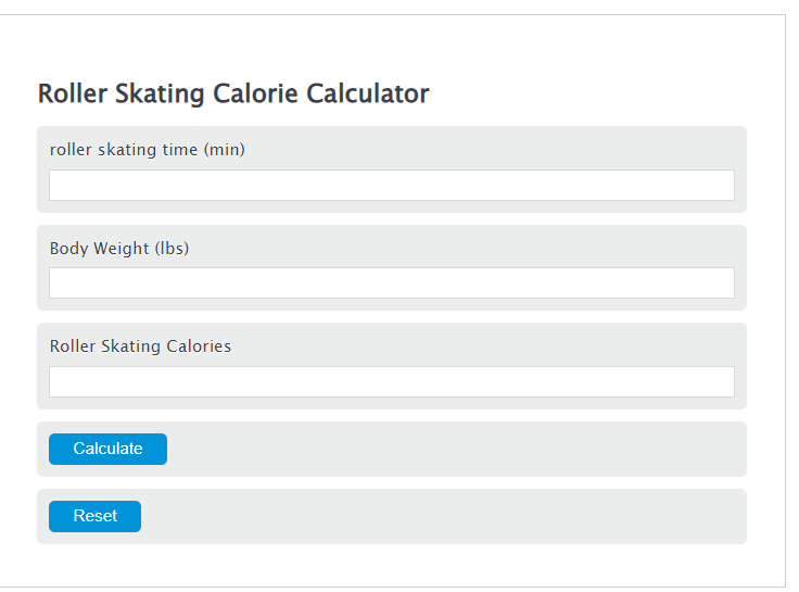 roller skating calories calculator