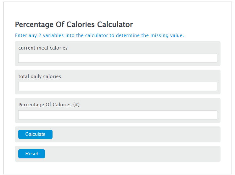 percentage of calories calculator