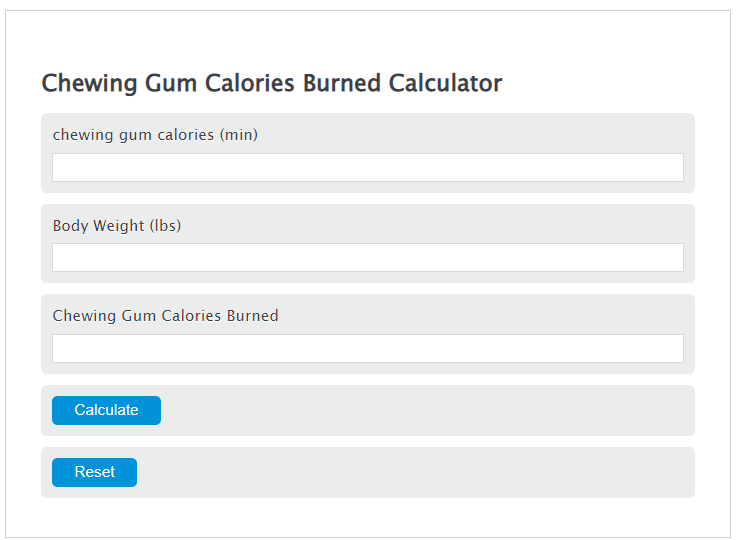 chewing gum calories calculator