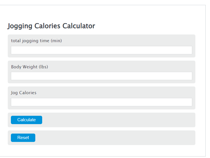jogging calories calculator