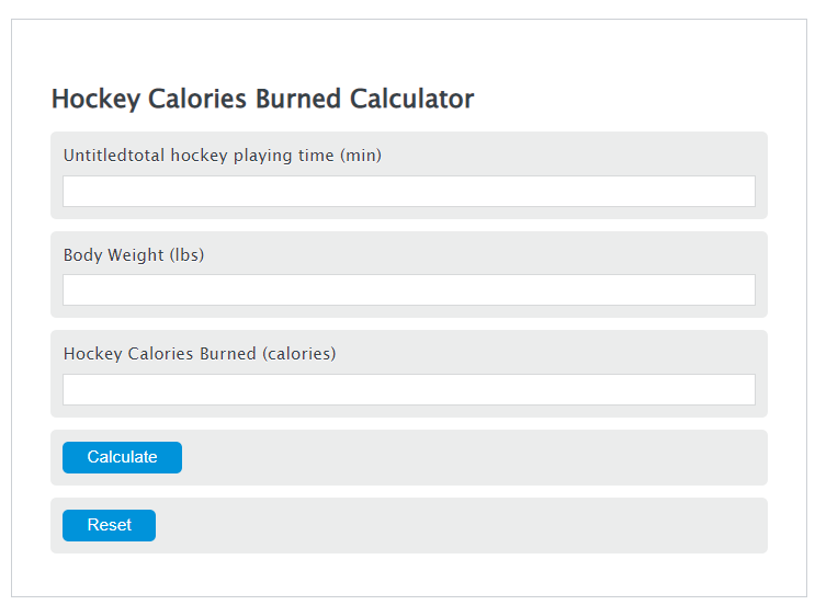 hockey calories burned calculator