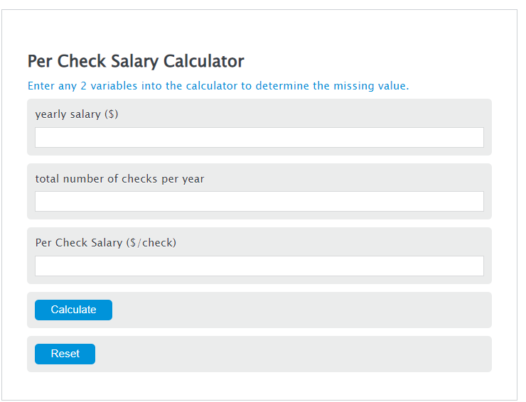 per check salary calculator