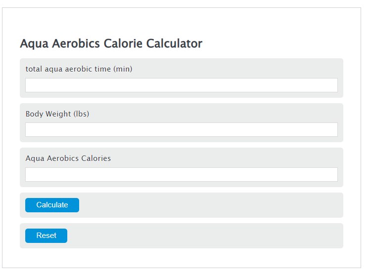 aqua aerobic calories calculator
