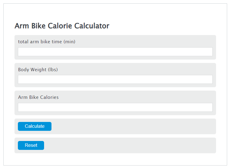 arm bike calories calculator