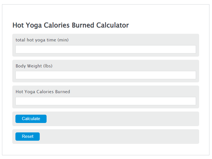 hot yoga calories burned calculator
