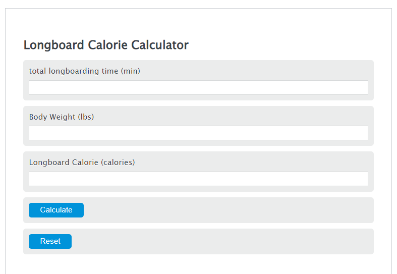 long boarding calories calculator