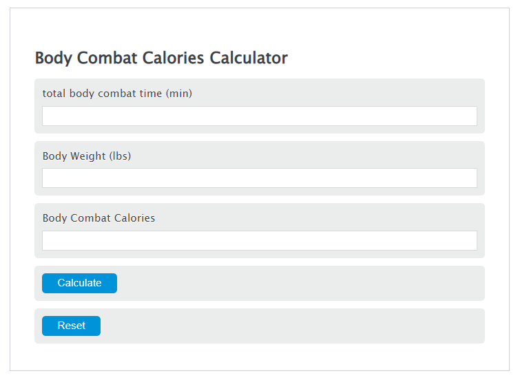 body combat calories calculator