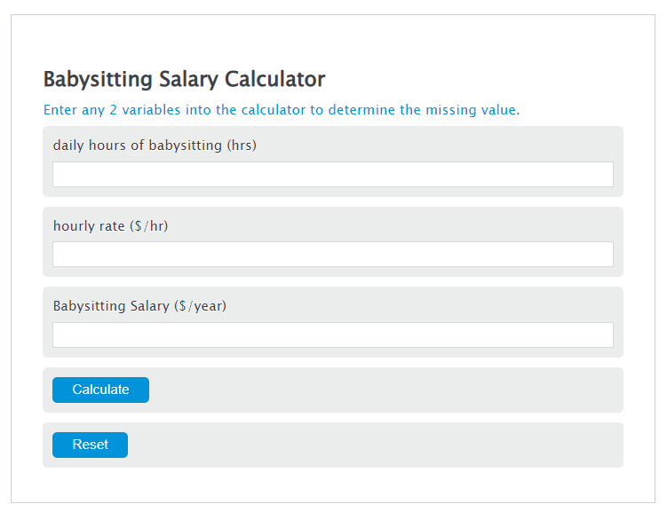 babysitting salary calculator