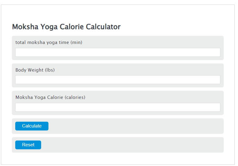 moksha yoga calories calculator