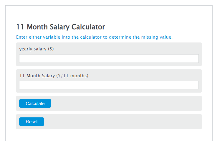 11 month salary calculator
