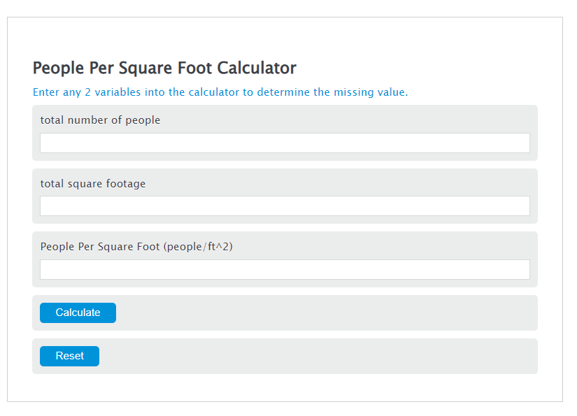 people per square foot calculator