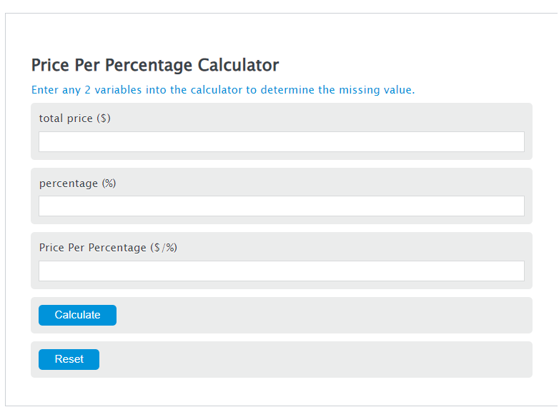 price per percentage calculator