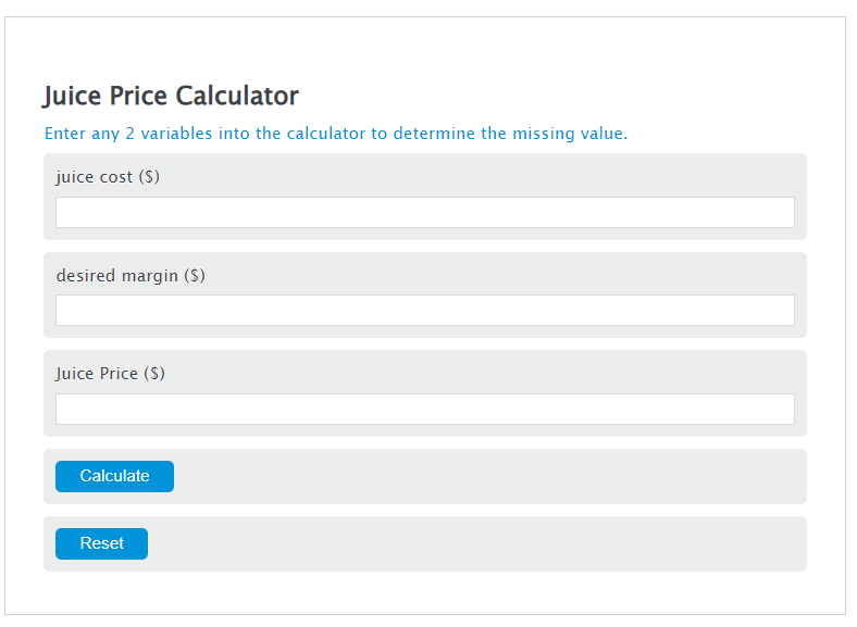 juice price calculator