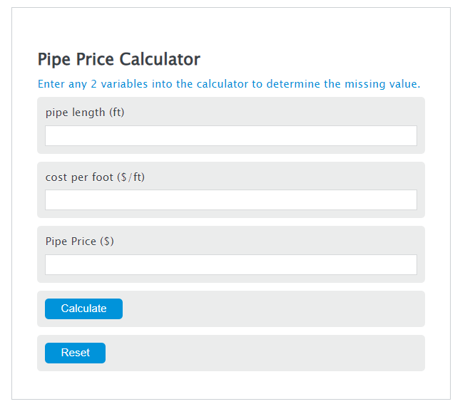 pipe price calculator