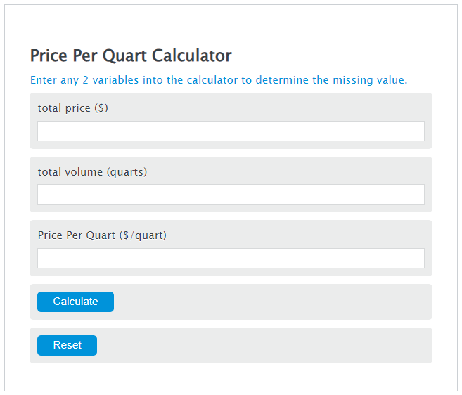 price per quart calculator

