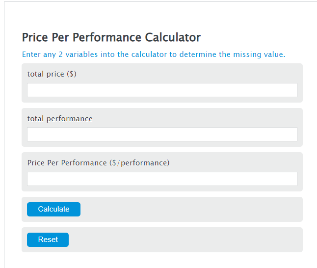 price per performance calculator