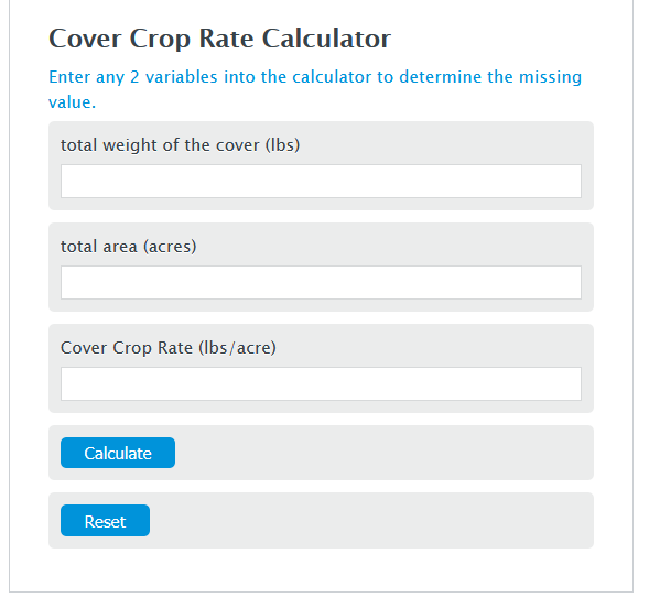 cover crop rate calculator