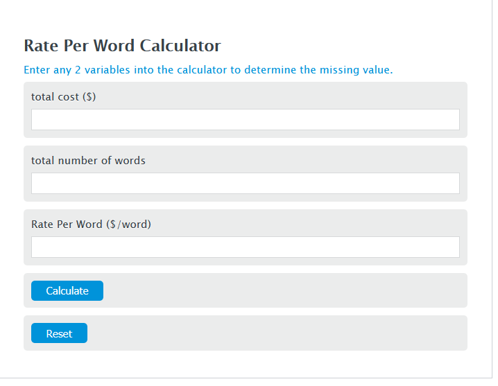 rate per word calculator