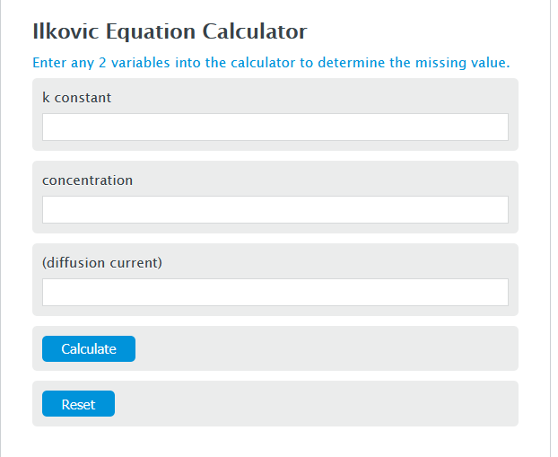 Ilkovic Equation Calculator