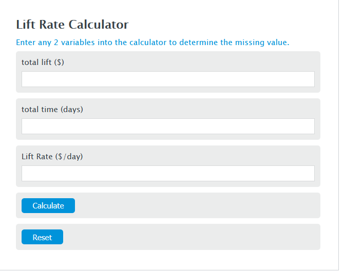 lift rate calculator