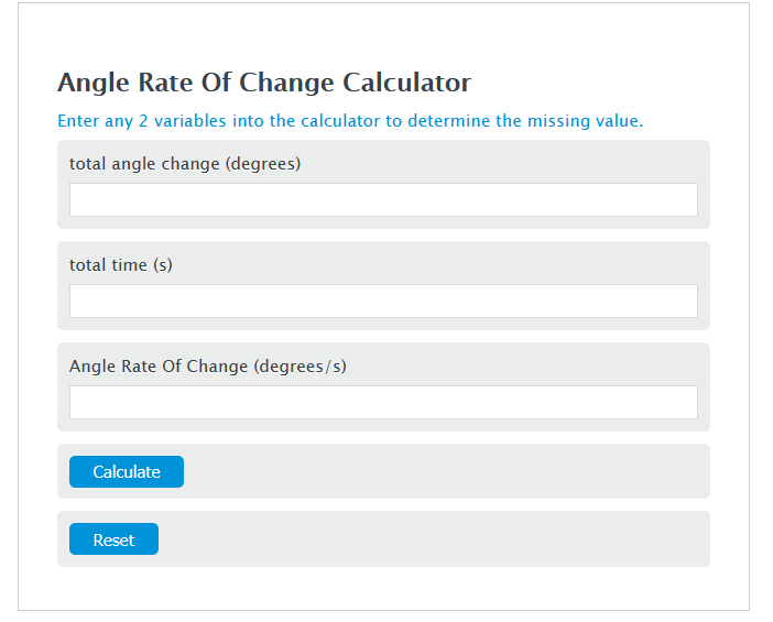 angle rate of change calculator