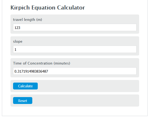 kirpich equation calculator