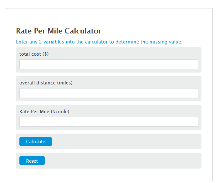 rate per mile calculator