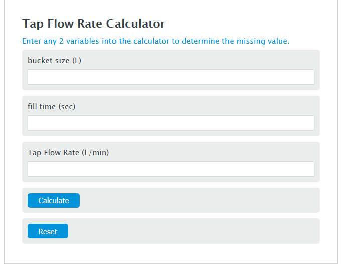 tap flow rate calculator