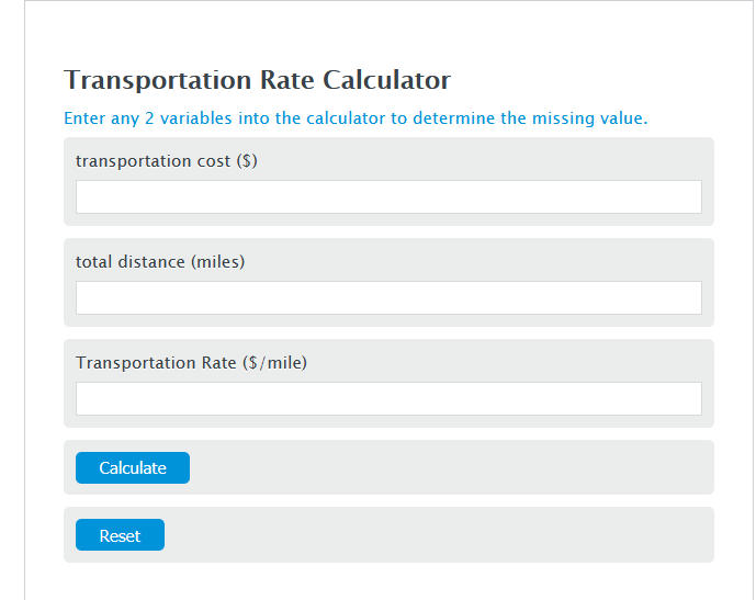 transportation rate calculator