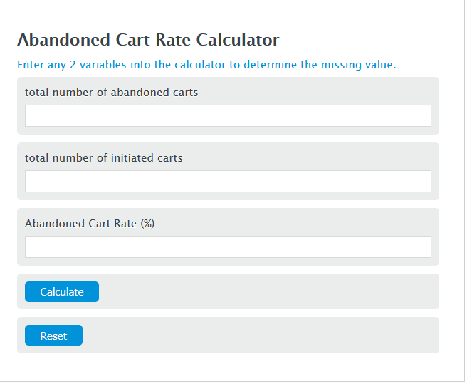 abandoned cart rate calculator