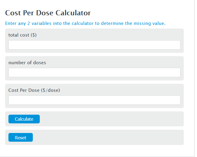 cost per dose calculator
