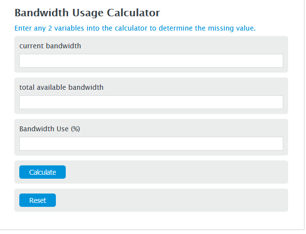bandwidth use calculator