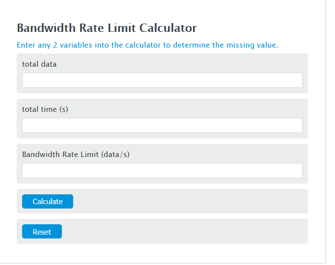 bandwidth rate limit calculator