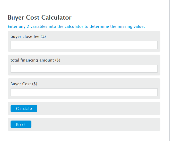 buyer cost calculator