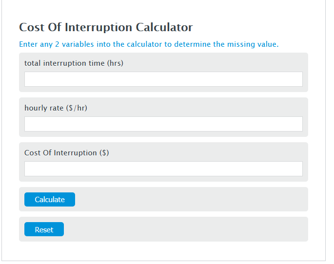 cost of interruption calculator