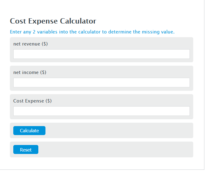 cost expense calculator