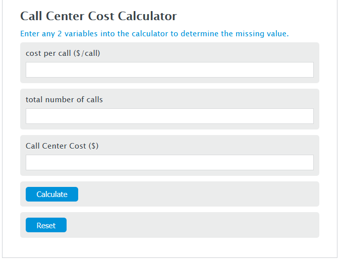 call center cost calculator