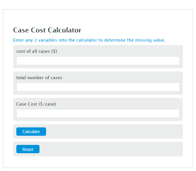 case cost calculator
